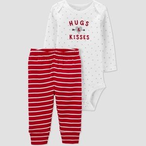 Carter's JOY 6m Baby 2pc 'Hugs and Kisses' Valentine's Day Top & Bottom Set NWT